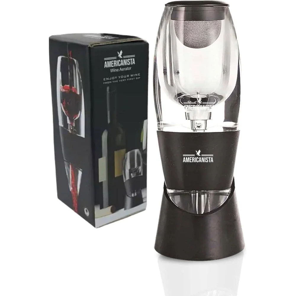 Americanista Wine Aerator with Filter‎ Screen and Base Black BPA Free New